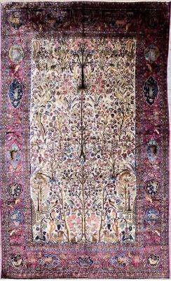 Kachan Dabir En Soie Vers 1880 - Pièce De Musée